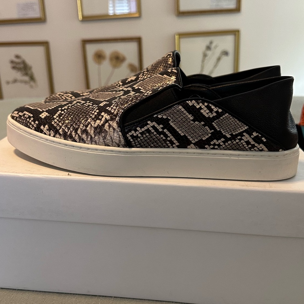 Vince Snakeskin Slip On Sneakers Size 8 with Box